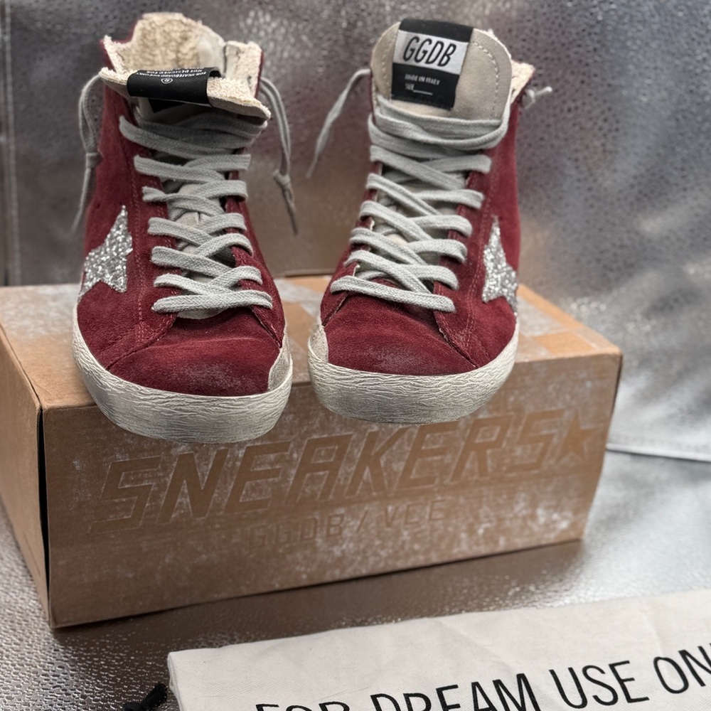 GOLDEN GOOSE FRANCY BURGUNDY  SNEAKERS  SIZE 8/38